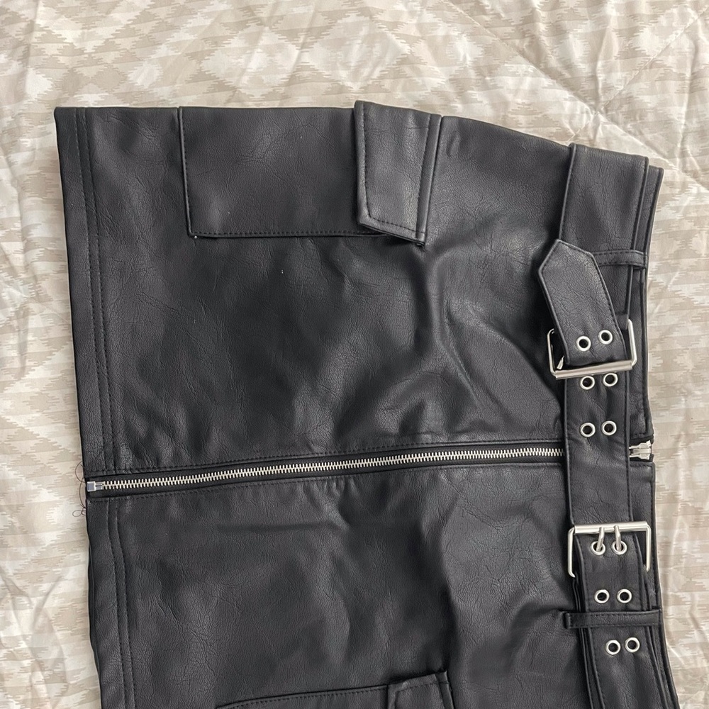 NEW Fashion Nova Leather Belted Mini Skirt